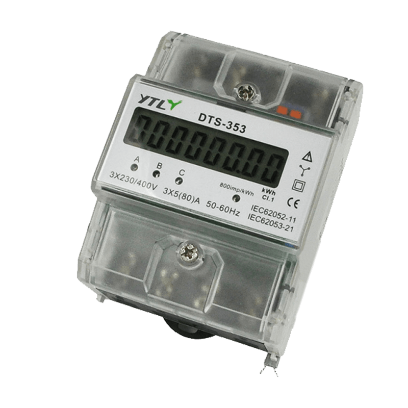 Hệ thống đo sáng phụ Đồng hồ đo trong suốt Vỏ đồng hồ ba pha bốn mô-đun Din Rail Meter